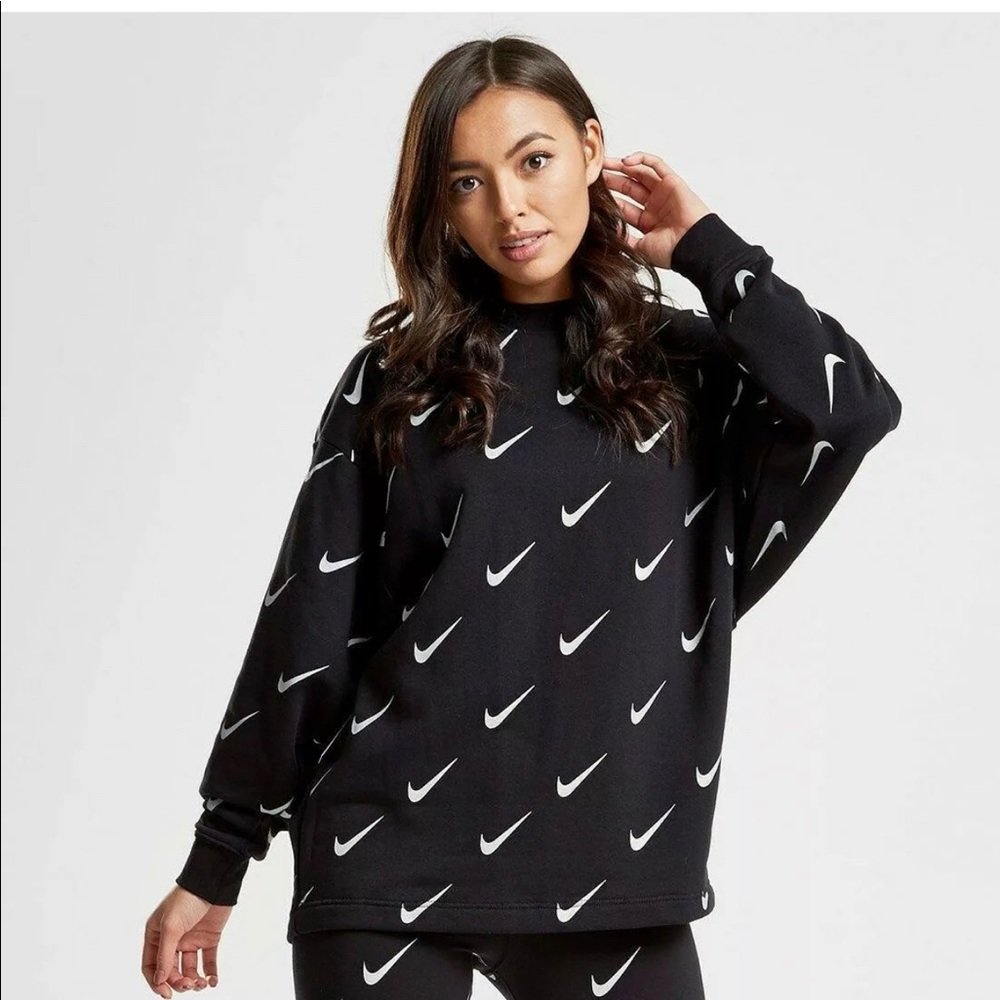 Nike Rally Print Metalic Crew Oversize Sweatshirt - Picture 1 of 8